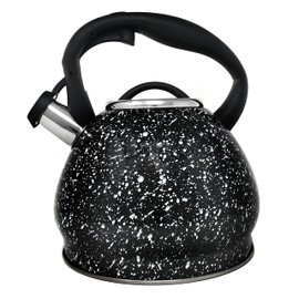 Norpro Stainless Steel Whistling Tea Kettle, Black 9.5" x 9" x 7.75"