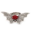 Avalaya Clear/Red Crystal Skull and Wings Stretch Ring/Silver Tone/4.5cm Across/Size