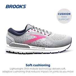 Brooks Women's Addiction GTS 15 Supportive Running Shoe - Oyster/Peacoat/Lilac Rose - 10 Wide