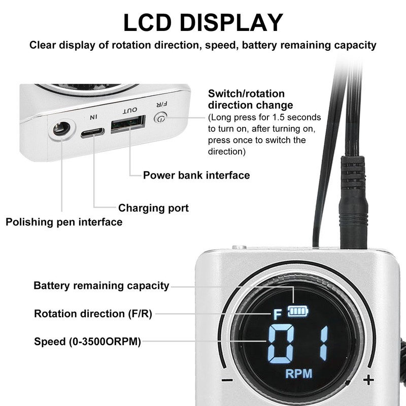35000RPM Rechargeable Electric Nail Drill Pen Machine Portable Nail Grinding