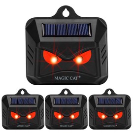 MAGIC CAT 4 Pack Solar Animal Repeller Outdoor, 2024 Nocturnal Animal Predator Deterrent with Red Lights, Waterproof Skunk Deer Coyote Raccoon Squirrel Cat Repellent for Garden Yard Farm Chicken Coop