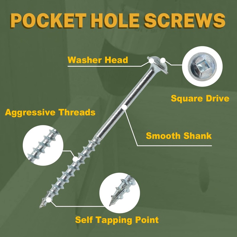 LIONMAX Pocket Screws #8 x 1 Inch, Wood Screws Coarse