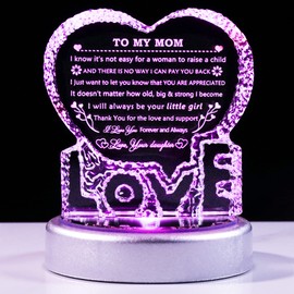 YWHL Gifts for Mom from Daughter, Mothers Day Gifts for Mom Unique, Mom Birthday Gifts from Daughter, Crystal Heart Keepsake Present for Mother on Christmas Thanksgiving