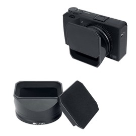 JJC Metal Rectangular Lens Hood + Hood Cap, For Ricoh GR3 GRIII GRIII HDF, Lens Protection, Prevents Miscellaneous Light, Dustproof, No Vigneting, Black Aluminum Alloy