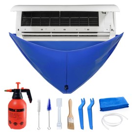 10 Pcs Mini Split Air Conditioner Cleaning Kit, Waterproof Air Conditioner Cleaning Bag with Drain Pipe and Support Plate, Wall-Mounted Dust Removal Home Air Conditioner Unit Mini Split Cleaning Bag