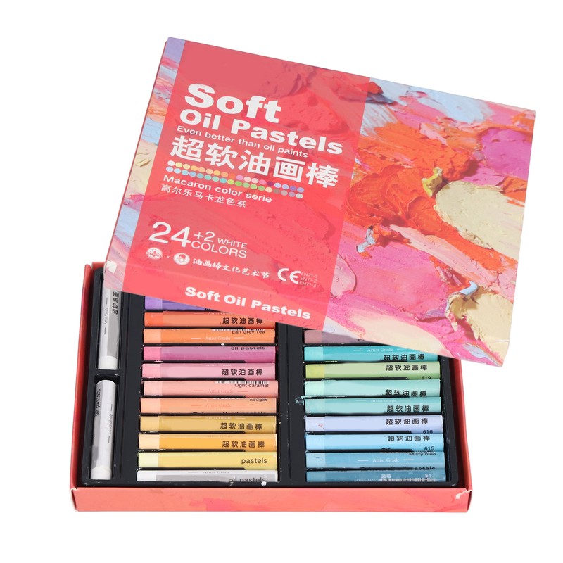 26pcs Oil Pastels 24 Colors Soft Creamy Safe Reliable DIY