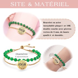 LParkin Double Bead Bracelet Sister Stainless Steel Adjustable Gift for Sister Original Birthday Christmas Ornaments for Sister Gold, Stainless Steel