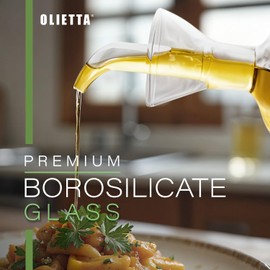 Olietta Olive Oil Dispenser Bottle Borosilicate Glass - 4.2 oz 125ml Non Drip Dispenser - Leak Proof Pourer Vinegar Drizzler Cruet - Easy Clean Drip Free Bottles for Kitchen