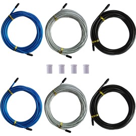 Cable de repuesto para cuerda de saltar de alta velocidad, 6 piezas de 10 pies de cable de acero inoxidable con revestimiento de polímero para cuerdas de saltar de alta velocidad. Diámetro exterior