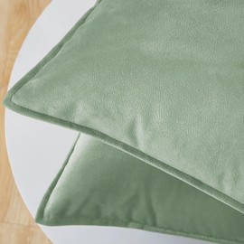 VAKADO Cushion Covers Velvet Decorative Pillow Covers With Fringe Decor Christmas Soft Square Cozy Solid Color Cushion Cases Home for Bed Bedroom Couch Car Sofa Set of 2 Sage Green,50x50