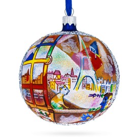 BestPysanky 1913"Paris Through The Window Painting by Marc Chagall Glass Ball Christmas Ornament 4 Inches