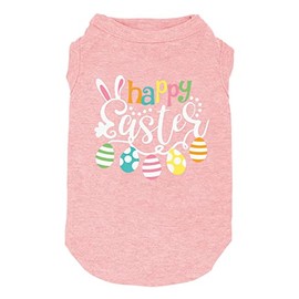 Happy Easter Shirts for Dog Funny Print Vest for Small Medium Large Dogs Soft and Light-Weight T Shirts Gift for Puppy (Small, Pink)