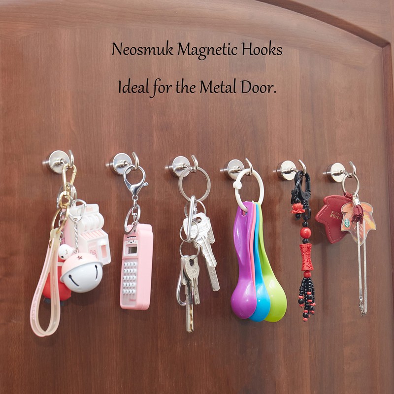 Neosmuk Magnetic Hooks,Heavy Duty Earth Magnets with Hook for Refrigerator,