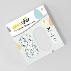 Stretchy Ultra Soft Fitted Bassinet Sheet Set 2 Pack, Universal Cradle Sheet Set for Rectangle, Oval, or Hourglass Bassinet Pad/Mattress, Blue Rose for Girls and Boys