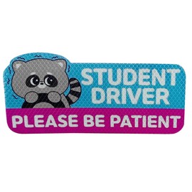 Student Driver Car Magnet, Please Be Patient Reflective Magnetic Sticker, Removable New Driver Magnet Car Bumper Sticker, Cute Cartoon Pattern Safety Warning Sign for New Drivers (Raccoon)