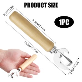 Stainless Steel Side Cut Can Opener Manual Tin Opener and Bottle Openers with Ergonomic Wood Handle for  Kitchen Work Camping Tools