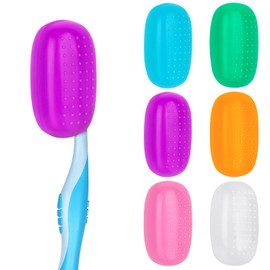 6 Pack Travel Toothbrush Head Covers, Toothbrush Protector Cap Portable Silicone Cover for Household Travel, Camping, School, Bathroom, Business