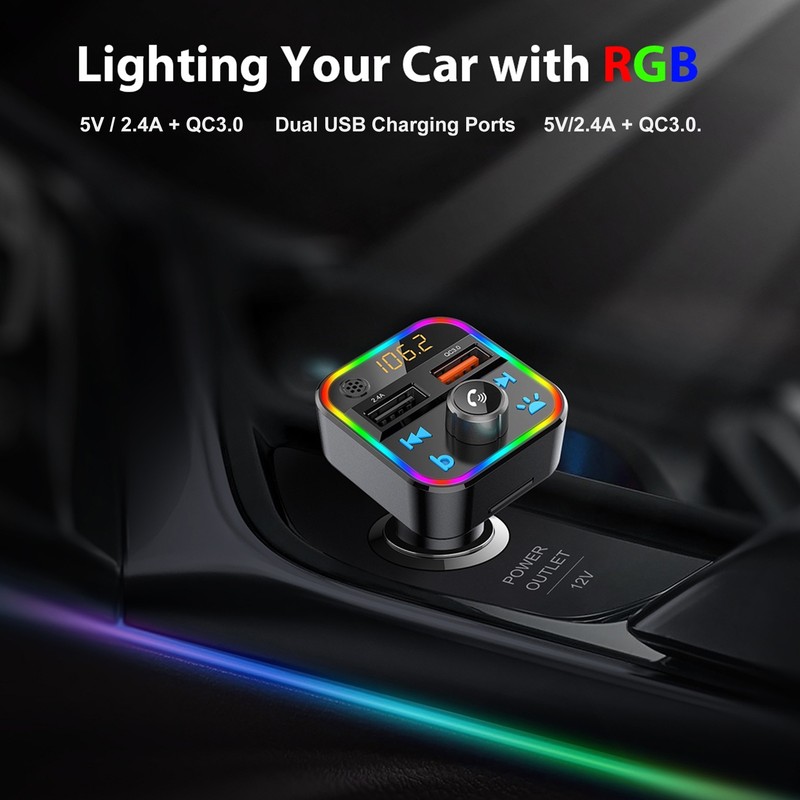 12-24V Bluetooth Car FM Transmitter MP3 Player QC3.0 Fast Charging
