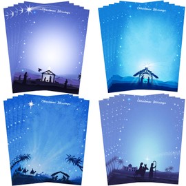 Feifeiya 200 Sheets Christmas Stationary Paper 8.5 x 11'' Christmas Printer Paper Double Sided Letter Paper Writing Holiday Letterhead for Notes Greeting Cards Invitations Office Printing(Nativity)
