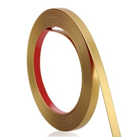 Soengsau Matte Gold Finish Molding Trim, 393.6"L x 0.4"W Peel and Stick Decoration Strip for Ceiling, Wall, Tile Edge, Furniture Cabinet, Mirror
