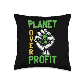 Planet Over Profit Eco-Friendly Advocacy Throw Pillow