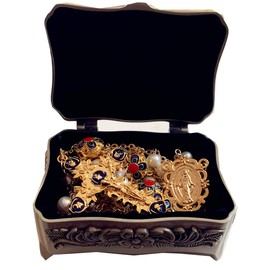 elegantmedical handmade Ladder to Heaven pearl & Enamel Beads Catholic Rosary crucifix Necklace box GOLD