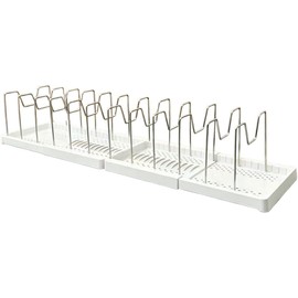 Organizador de Ollas y Sartenes Extensible, con 12 separadores reforzados para organizar ollas, sartenes y tapas en la cocina (blanco)