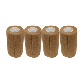 4" Cohesive Flexible Bandage Wrap – Pack of 4 | Self-Adherent Vet Tape for Animal Wound Care, Wrapping, and Support – Non-Slip, Breathable, Flexible Bandage for Pets and Livestock (Natural)