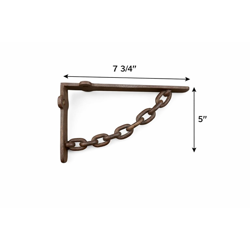 4 Cast Iron Rustic Chain Brackets Braces Bookshelf Brackets