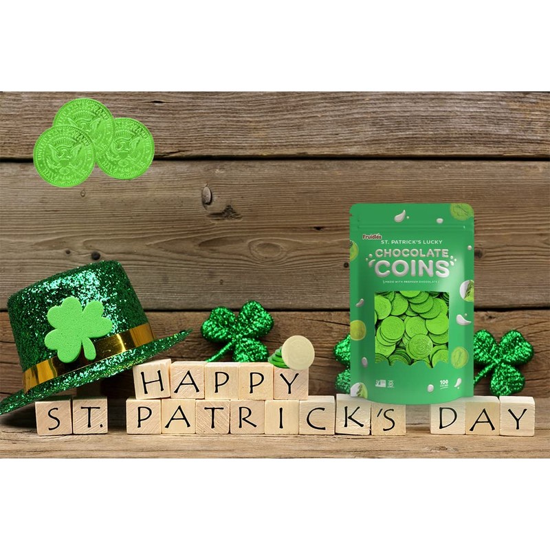 St. Patrick's Day White Milk Chocolate Coins, Green Coins, Milk