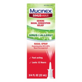 Mucinex Sinus-Max Severe Nasal Congestion Relief Sinus & Allergy Nasal Spray, 0.75 Fluid Ounce