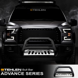 Stehlen 733469494102 Advance Series Bull Bar - Matte Black/Brush Aluminum Skid Plate For 2016-2020 Toyota Tacoma