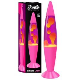 Jambo 16-Inch Beautiful Magma Lamp- Pink Base, Purple Liquid, Yellow Wax, 16", Relaxing Night Light Nighlight Home Decor Living Room Office Bedroom Lamp for Adults, Teens, and Kids