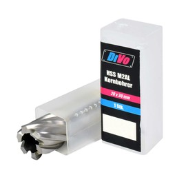 DiVo High-Speed Steel M2AL Core Drill Bit 20 mm Diameter Cutting Depth 30 mm (Shank 19 mm Weldon Shank, HSS-M2AL)