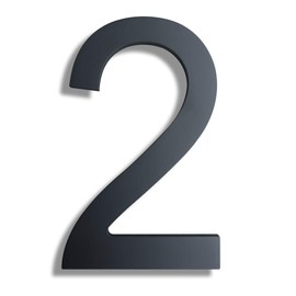8 Inch High Modern House Numbers - Floating Stainless Steel Home Address Number, Easy to Install, Black Finished, Number 2