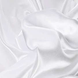 White Satin Fabric by The Yard, Silky Satin Lining Fabric 60 Inch Wide, Satin Material Cloth for Bridal Wedding Draping Decorations, Crafts Sewing DIY (White, 5 Yards)