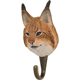 Wildlife Garden WG4502 Hook Lynx - Hand Carved Hook - Collection European Animals