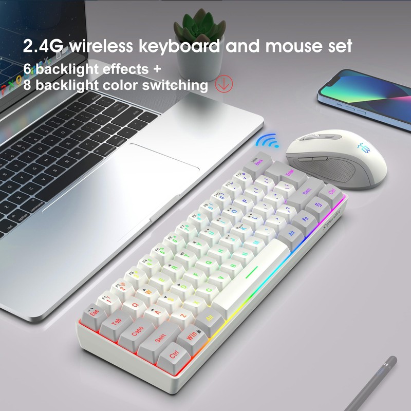 Snpurdiri 2.4G Wireless Gaming Keyboard and Mouse Combo, Include Mini