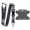 Rolseley Lanyard Neck Strap Carbon Fiber Pattern with Metal Clip, Plastic Safety Breakaway + Grey Double-Sided Card Holder