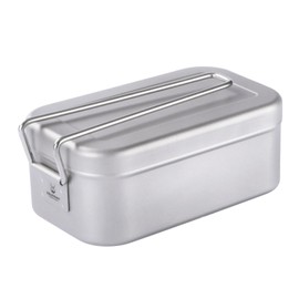 SILVERANT Titanium Bento Camping Lunch Box Mess Kit 800ml with Cover Foldable Handle for Heating on Fire Camp Backpacking Container for Outdoor Camping Hiking Picnic Daily Use
