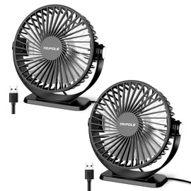 TriPole Desk Fan USB Powered 2 Pack Black Small Portable Fan, 3 Speeds Strong Airflow Mini Fan 360°Rotation Personal Fan 5.1 Inch Table Fan for Home Office Bedroom Desktop Travel, 4.9ft Cable