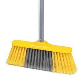 Angle Broom for Floors 55” Soft Bristle Brooms for Sweeping Indoor/Outdoor to Clean Kitchen, Lobby, Office, Hardwood, Tile, Concrete, Patio, Deck-Yellow