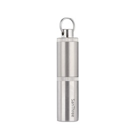 SanThree Keychain Pure Titanium Pill Holder Case, Portable Small 2 Compartment Pill Box Container for Outdoor Travel Emergency Purse Pocket