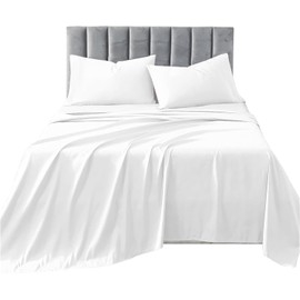 R&Z Egyptian 100% Cotton 200 Thread Count Flat Bed Sheet (White, Single)