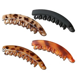 Lonwiner Pack of 4 large banana hair clips, banana clip, thick hair accessories, banana clip, hair thin hair, banana clip, 4 colours