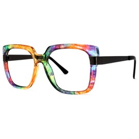 Zeelool Stylish Floral Oversized Thick Square Eyeglasses Frame for Women with Non-prescription Clear Lens Reeves OP078345-05