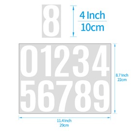 4 inch Mailbox Number stickers,6 Sheets Address Numbers for House,Self Adhesive Number Sticker for outside,Trash Cans Numbers,Large Vinyl Number Stickers for Car Home Signs Doors(White)