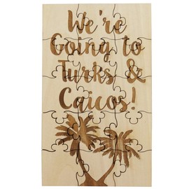We're Going to Turks and Caicos - 15 Piece Basswood Jigsaw Puzzle, Surprise Vacation Trip Reveal