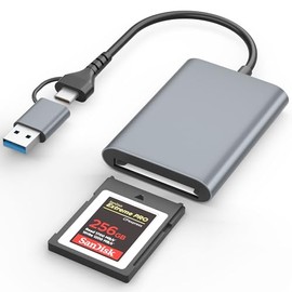 CFexpress - Lector de tarjetas tipo B con USB 3.2 (Gen 2) 10 Gbps, USB-C y USB-A 2 en 1 CF Express Type-B, compatible con Windows/Mac/Linux/Android, p