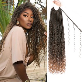 ZRQ 9 Packs Goddess Faux Locs Crochet Hair 24 Inch Boho Soft Locs Crochet Hair Pre Looped Ombre Blonde Bohemian River Locs Crochet Hair for Black Women (24Inch, T27#)